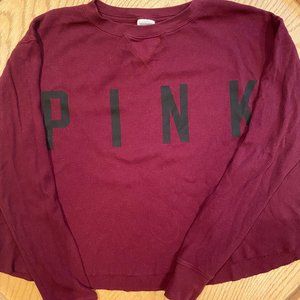 "PINK" brand- burgundy waffle crop**never worn Small